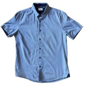 Zagiri Blue Button Down Collared Short Sleeve Shirt Men’s Size Large